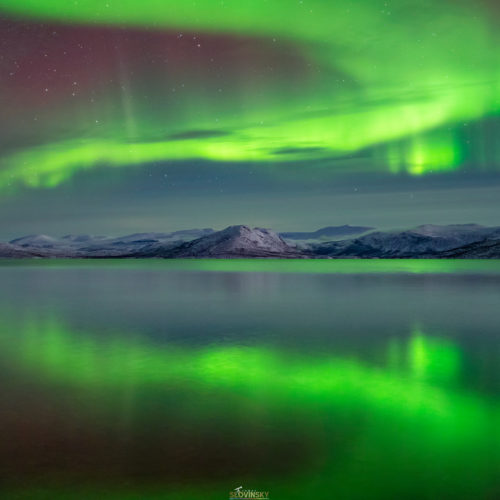 Aurora over the Lapland lake