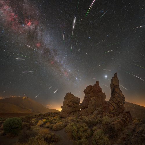 Perseids over the ancient volcanoes